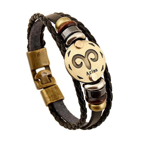 Zodiac Leather Bracelet-Aries