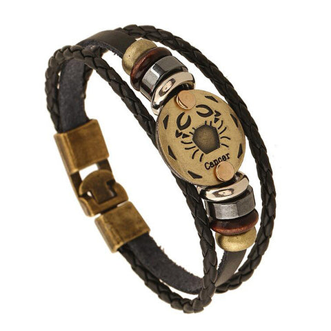 Zodiac Leather Bracelet-Cancer