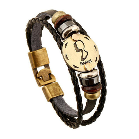 Zodiac Leather Bracelet-Gemini