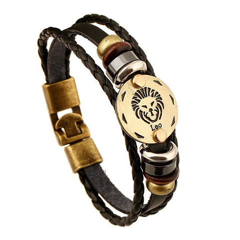 Zodiac Leather Bracelet-Leo