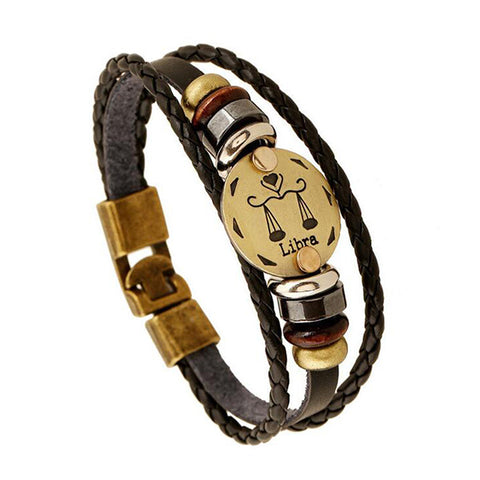 Zodiac Leather Bracelet-Libra