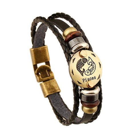 Zodiac Leather Bracelet-Pisces