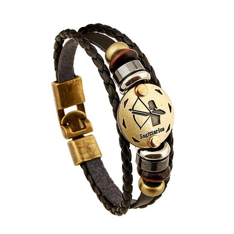 Zodiac Leather Bracelet-Sagittarius