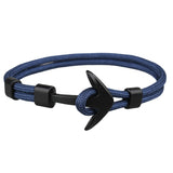 Trendy Punk Handmade Black Anchor Bracelet Polyester Cord Chain For Men Bangles Jewelry Gift