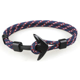 Trendy Punk Handmade Black Anchor Bracelet Polyester Cord Chain For Men Bangles Jewelry Gift