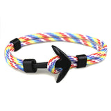 Trendy Punk Handmade Black Anchor Bracelet Polyester Cord Chain For Men Bangles Jewelry Gift