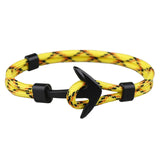 Trendy Punk Handmade Black Anchor Bracelet Polyester Cord Chain For Men Bangles Jewelry Gift