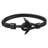 Trendy Punk Handmade Black Anchor Bracelet Polyester Cord Chain For Men Bangles Jewelry Gift