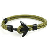 Trendy Punk Handmade Black Anchor Bracelet Polyester Cord Chain For Men Bangles Jewelry Gift