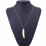 FAMSHIN 2017 New Fashion womens vintage long necklace jewelry silver gold simple feather pendant necklaces colar Jewelry gifts