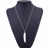 FAMSHIN 2017 New Fashion womens vintage long necklace jewelry silver gold simple feather pendant necklaces colar Jewelry gifts